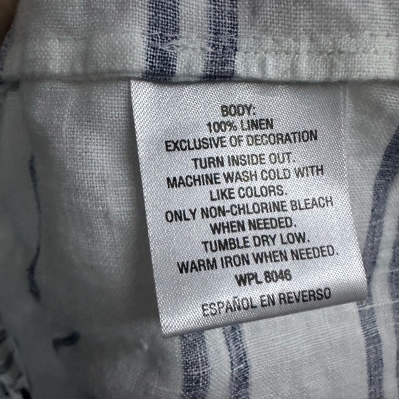 Charter Club Linen Striped Sleeveless Tunic Top with Tassels sz XL - Picture 7 of 9